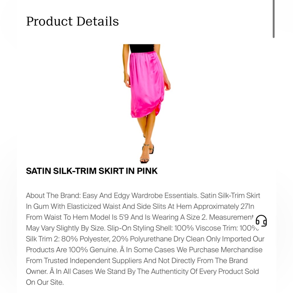 Helmut Lang Vibrant Pink Silk Side Slit Skirt - Picture 4 of 15
